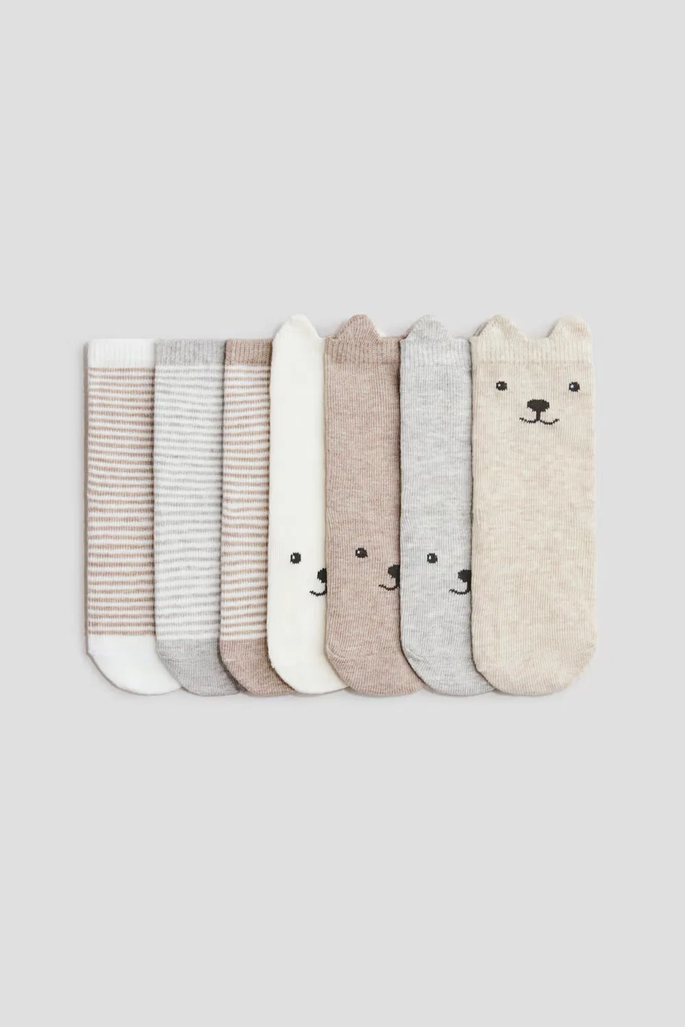 7 пар носков в упаковке H&M, Beige/Grau Gestreift
