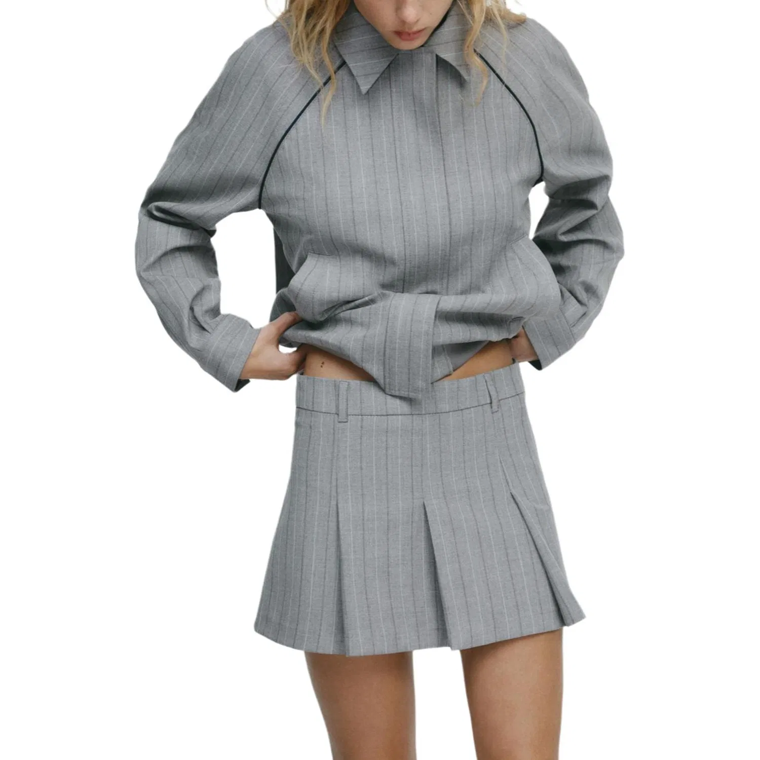 Женская юбка-шорты Casual с принтом Medium Gray ZARA — фото 4