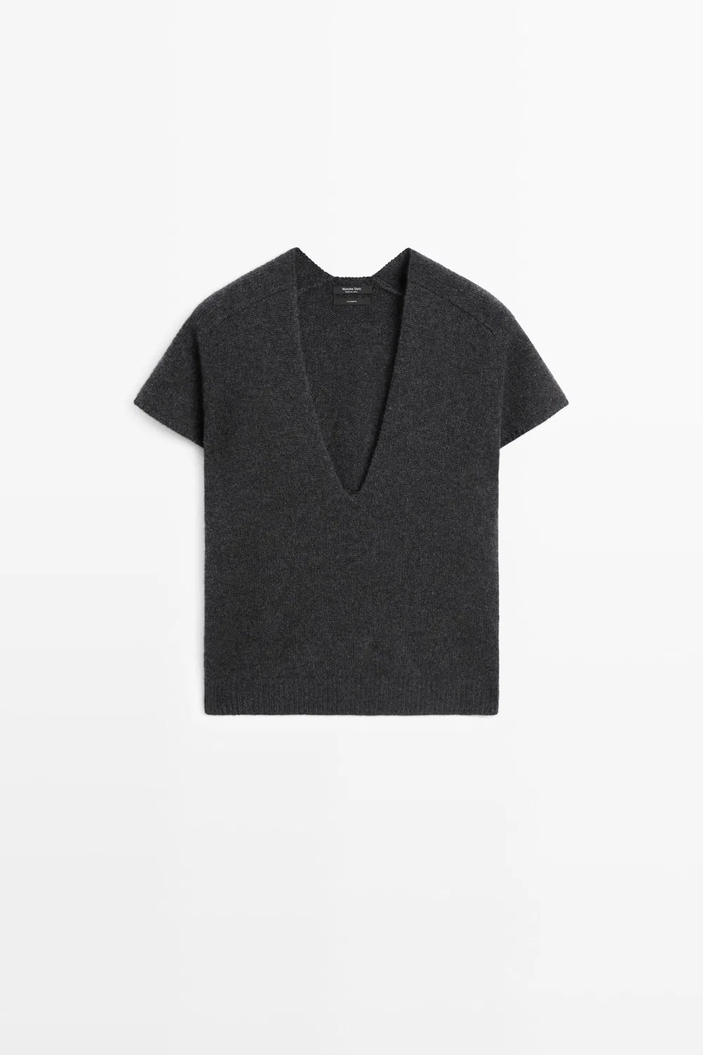 Свитер Massimo Dutti 100% Cashmere Knit Short Sleeve, антрацитово-серый — фото 2