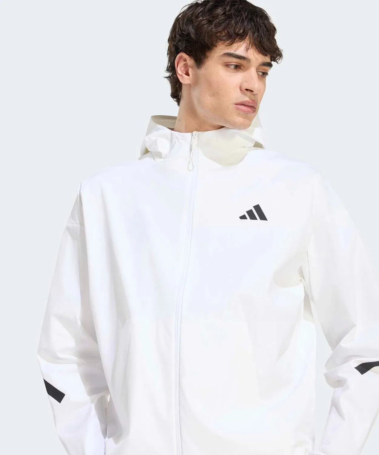 Мужской трек-топ с капюшоном из рипстопа Z.N.E. Woven Track Top Adidas, Белый — фото 3
