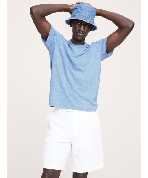 

Футболка свободного кроя из льна и хлопка BANANA REPUBLIC, светло-голубой