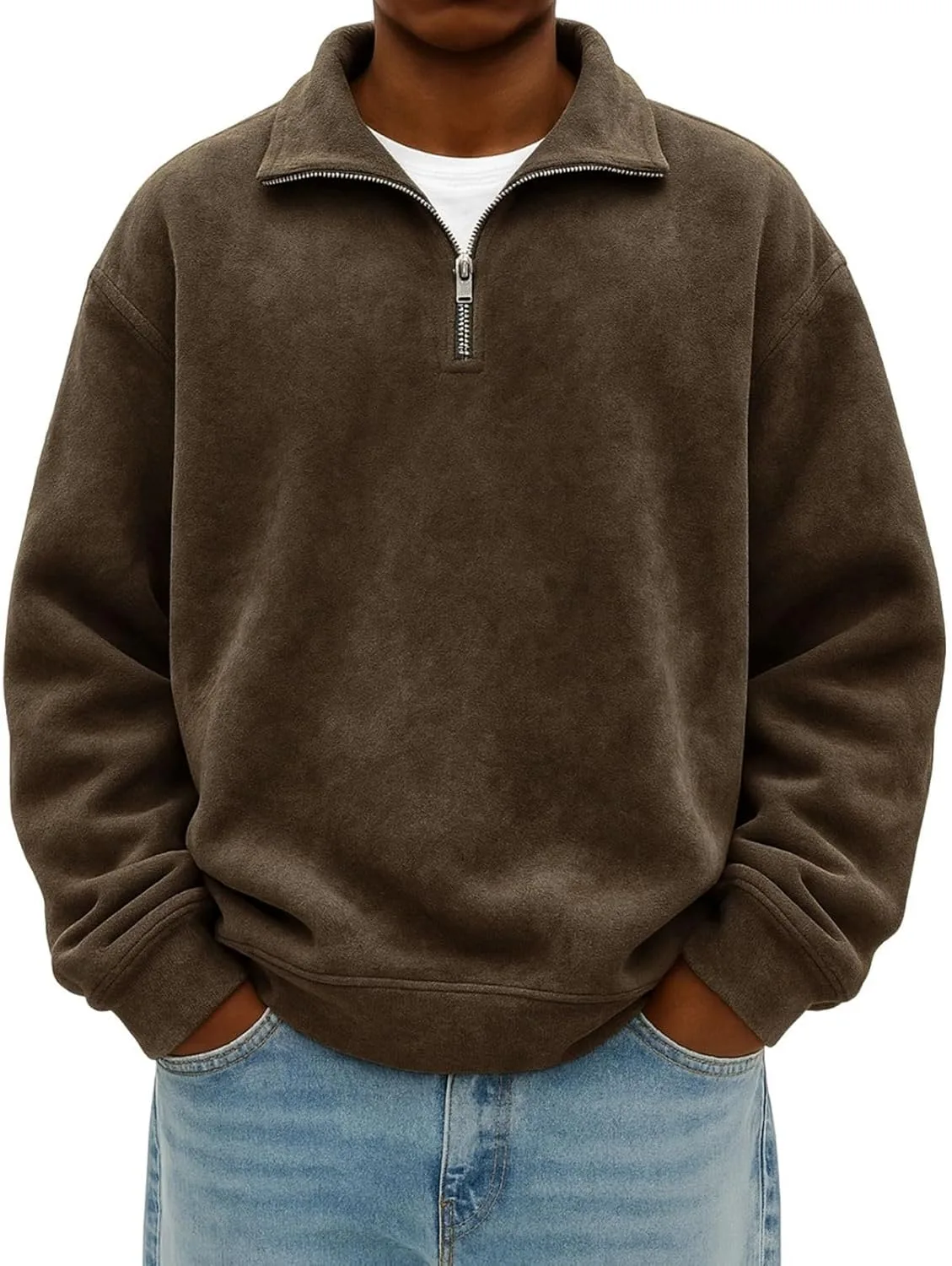 

Мужской свитер DuDubaby Thermal Quarter Zip, легкий, с длинными рукавами