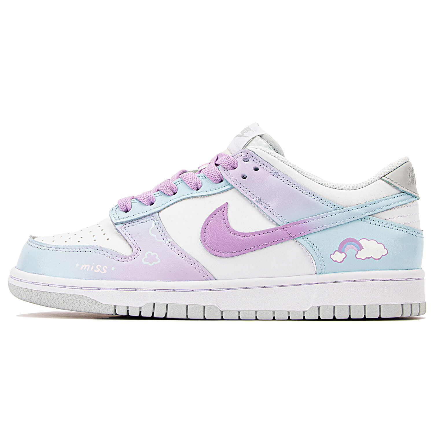 

Кроссовки Nike Dunk Skateboarding Shoes Women's Low-top Purple/cyan, фуксия/белый/черный
