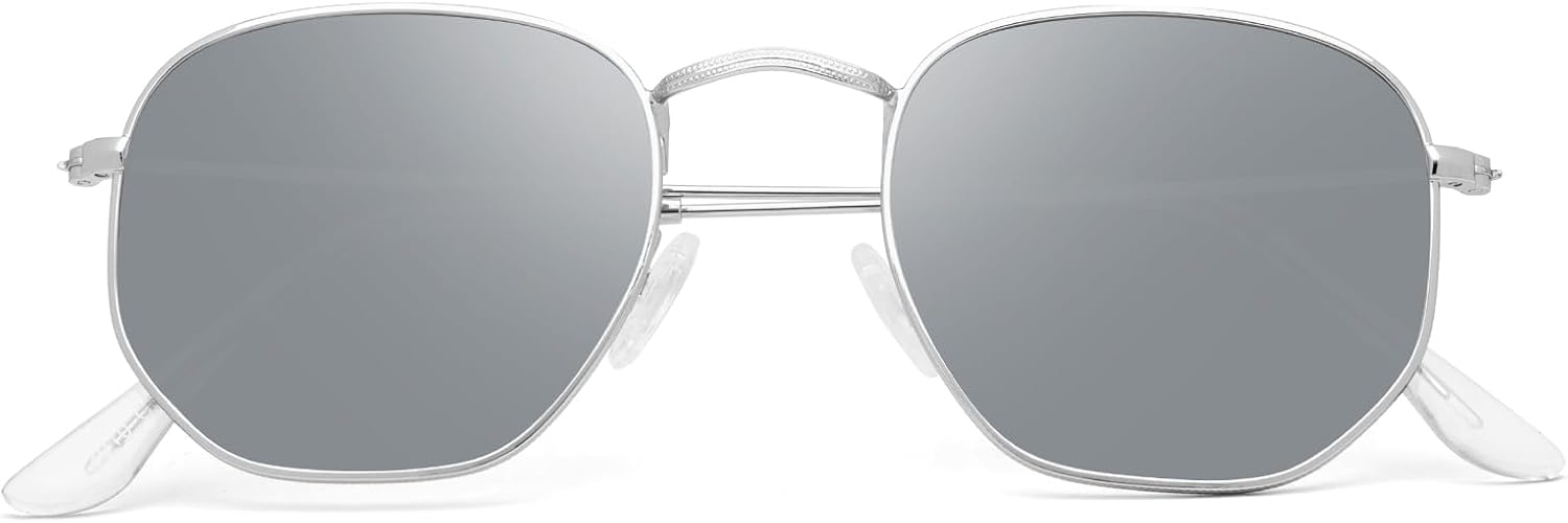 

Поляризованные солнцезащитные очки для женщин и мужчин. Модные квадратные, шестиугольные, плоские, зеркальные солнцезащитные очки с защитой от УФ-излучения YWWPMDOF, A32-silver/Silver/Clear