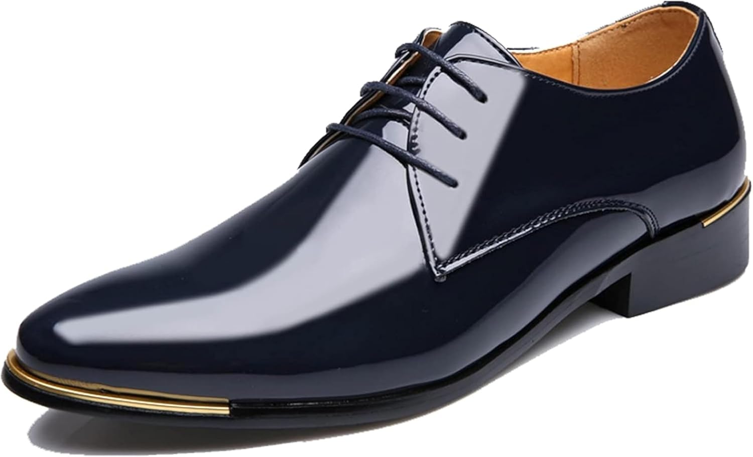 

Мужские туфли Oxford современного стиля на шнуровке с заостренным носком, лакированные, для официальных мероприятий, размер 8,5, коричневые, весна/лето Generic