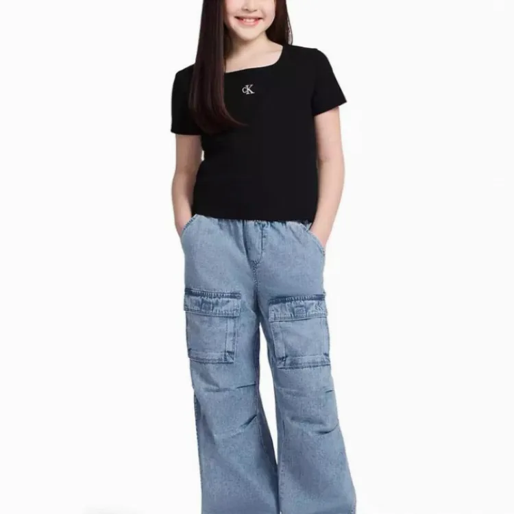 Детская футболка с U-образным вырезом Calvin Klein, черный — фото 3