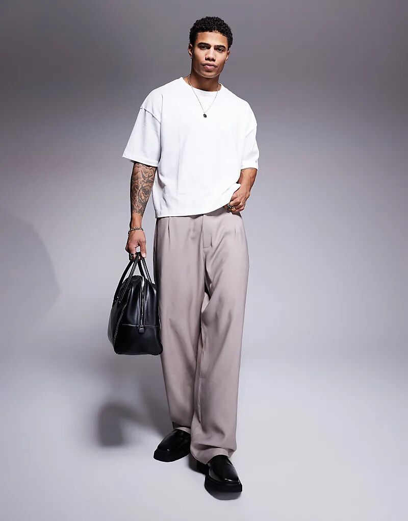 

Широкие элегантные брюки в грибном цвете ASOS DESIGN