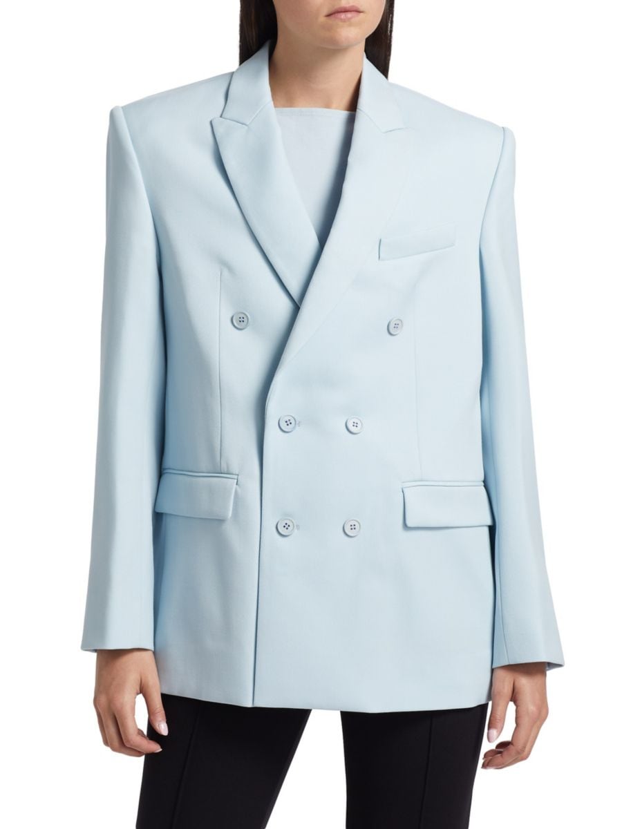 

Двубортный шерстяной блейзер WARDROBE.NYC, цвет Ice Blue