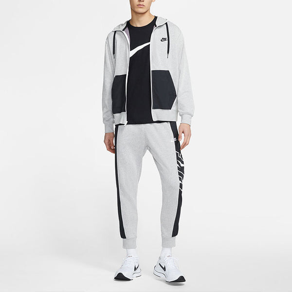 Толстовка Nike Sportswear Cardigan Splicing Hooded Jacket Gray, серый — фото 3
