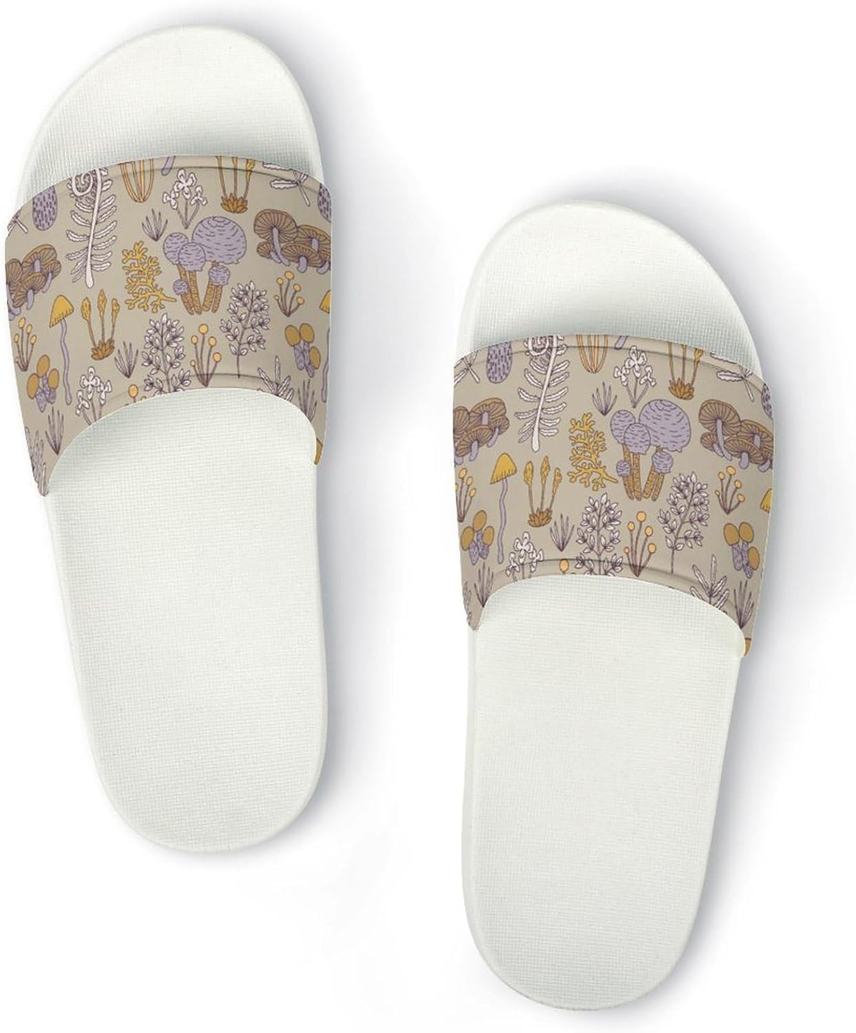 

Сандалии-шлепанцы унисекс с принтом «Грибы»- можно носить как дома, так и на улице Generic, белый