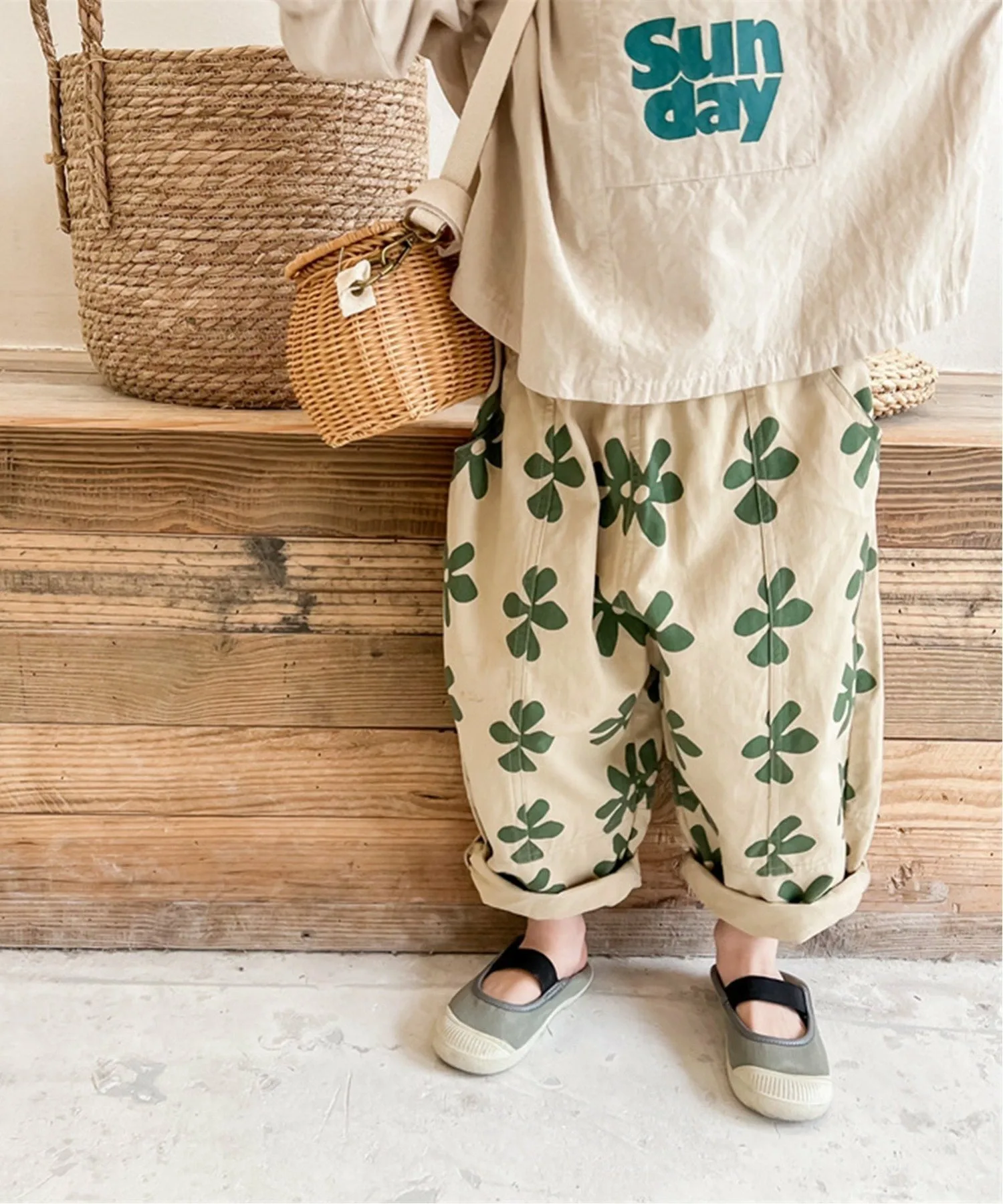 Милые брюки с цветочным принтом Aimoha Kids, beige