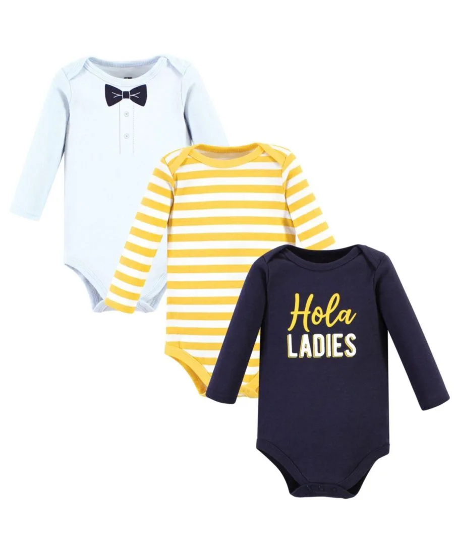 Хлопковые боди с длинными рукавами, комплект из 3 штук Hudson Baby, Hola Ladies 3-Pack