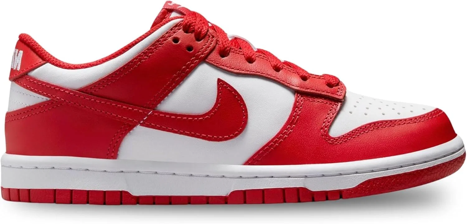 Кроссовки Nike Dunk Low, белый/University Red — фото 2