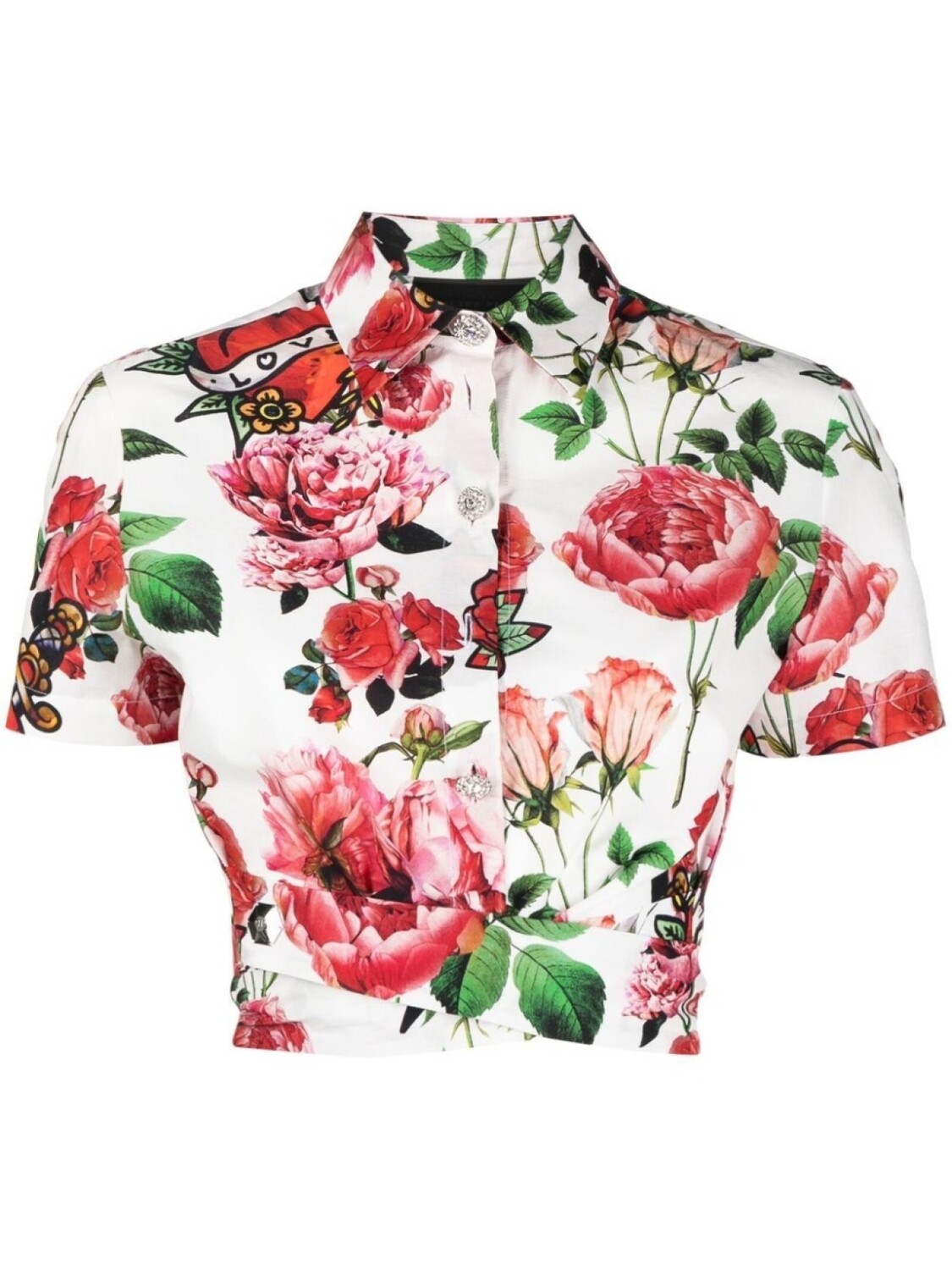 

Philipp Plein tie detail cropped shirt, белый