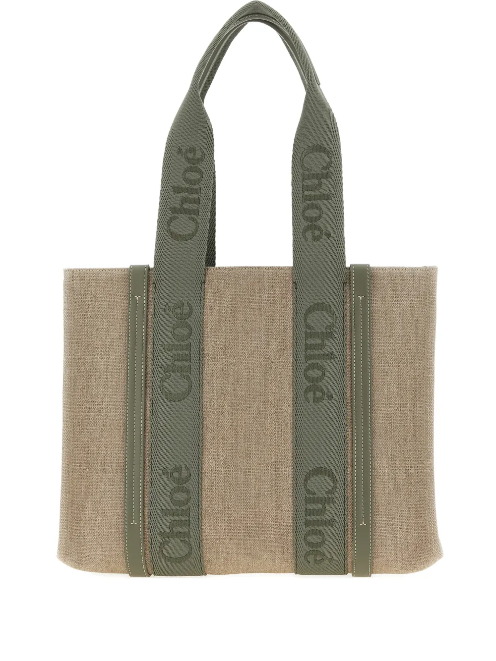 

Шоппер Woody из кожи и канвы с логотипом Chloé, нейтральный