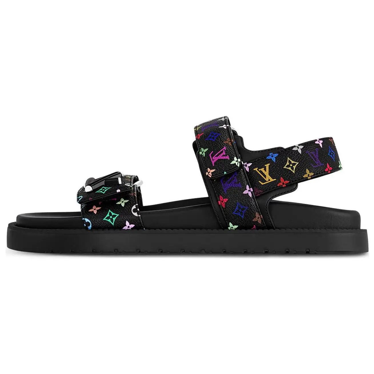 LOUIS VUITTON Сандалии Lv Sunset Flat Comfort Takashi Murakami, черные, женские