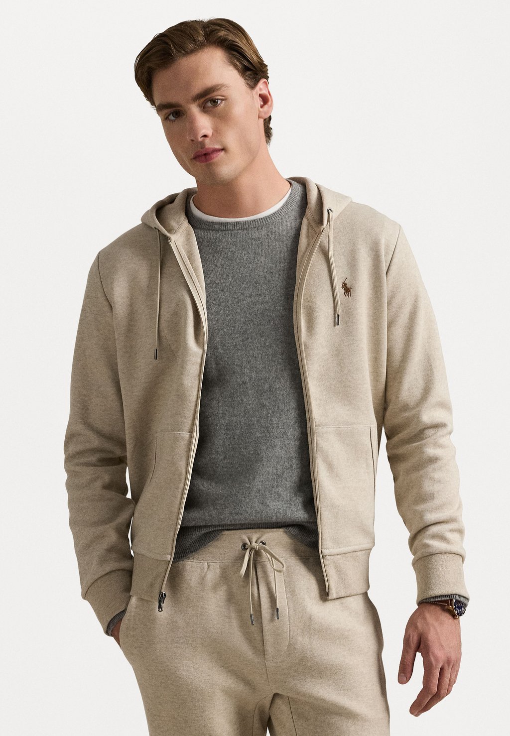 

Толстовка на молнии DOUBLE KNIT FULL ZIP HOODIE Polo Ralph Lauren, бежевый