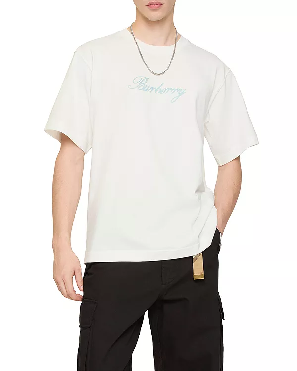 

Хлопковая футболка Ryan, подходящая для любой погоды Burberry, белый