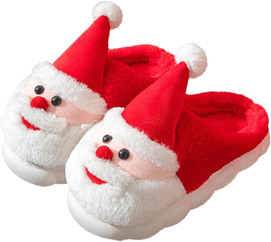 

Домашние тапочки Rungion Furry для женщин и мужчин, рождественские и хэллоуинские, теплые, мягкие, для дома, с милыми оленями, снеговиками и елками, зимние шлепанцы, красный