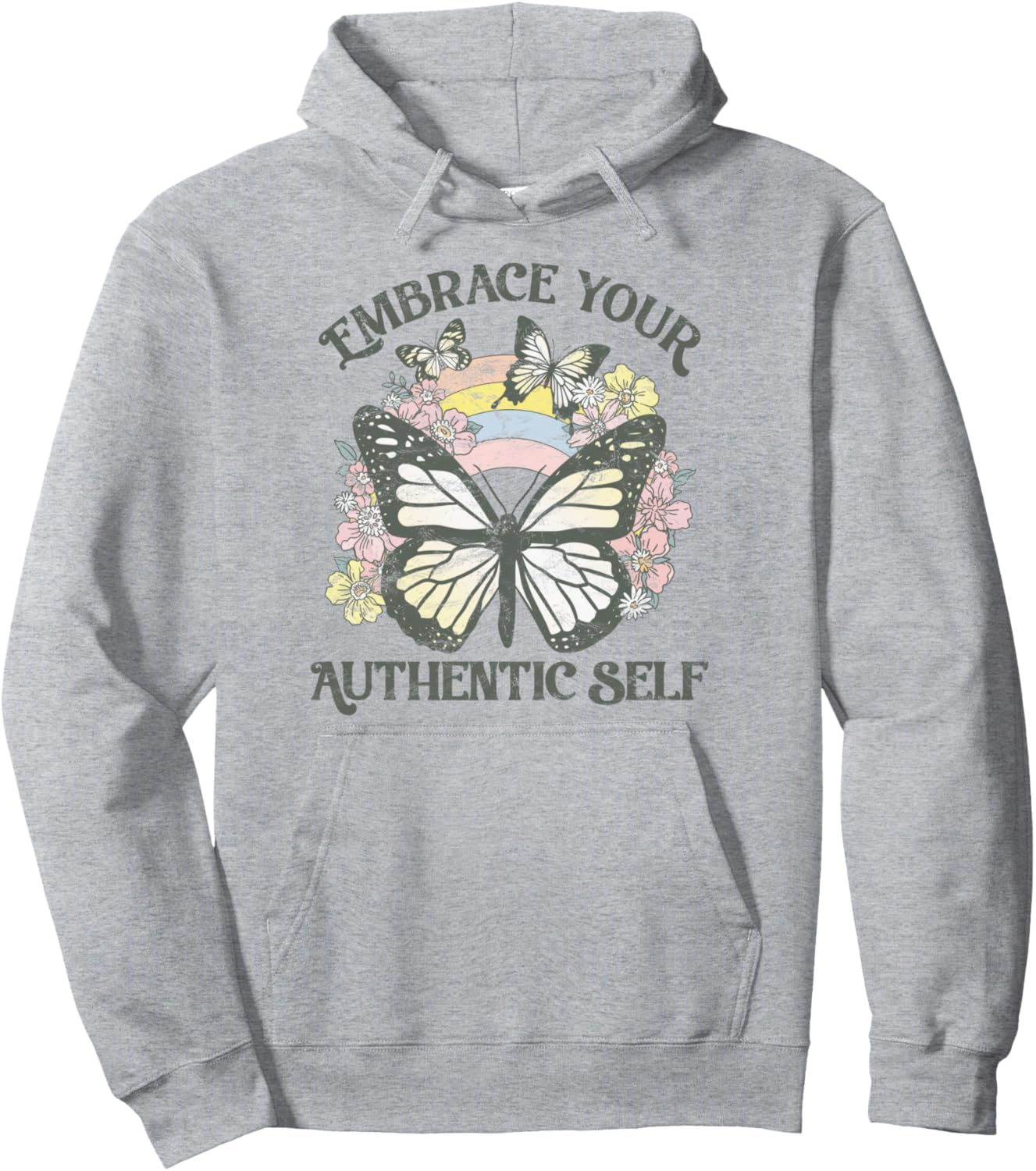 

Худи Embrace Your Outhentic Self с цветочным принтом и бабочками, серое Trendy Apparel, Серый, Худи Embrace Your Outhentic Self с цветочным принтом и бабочками, серое Trendy Apparel
