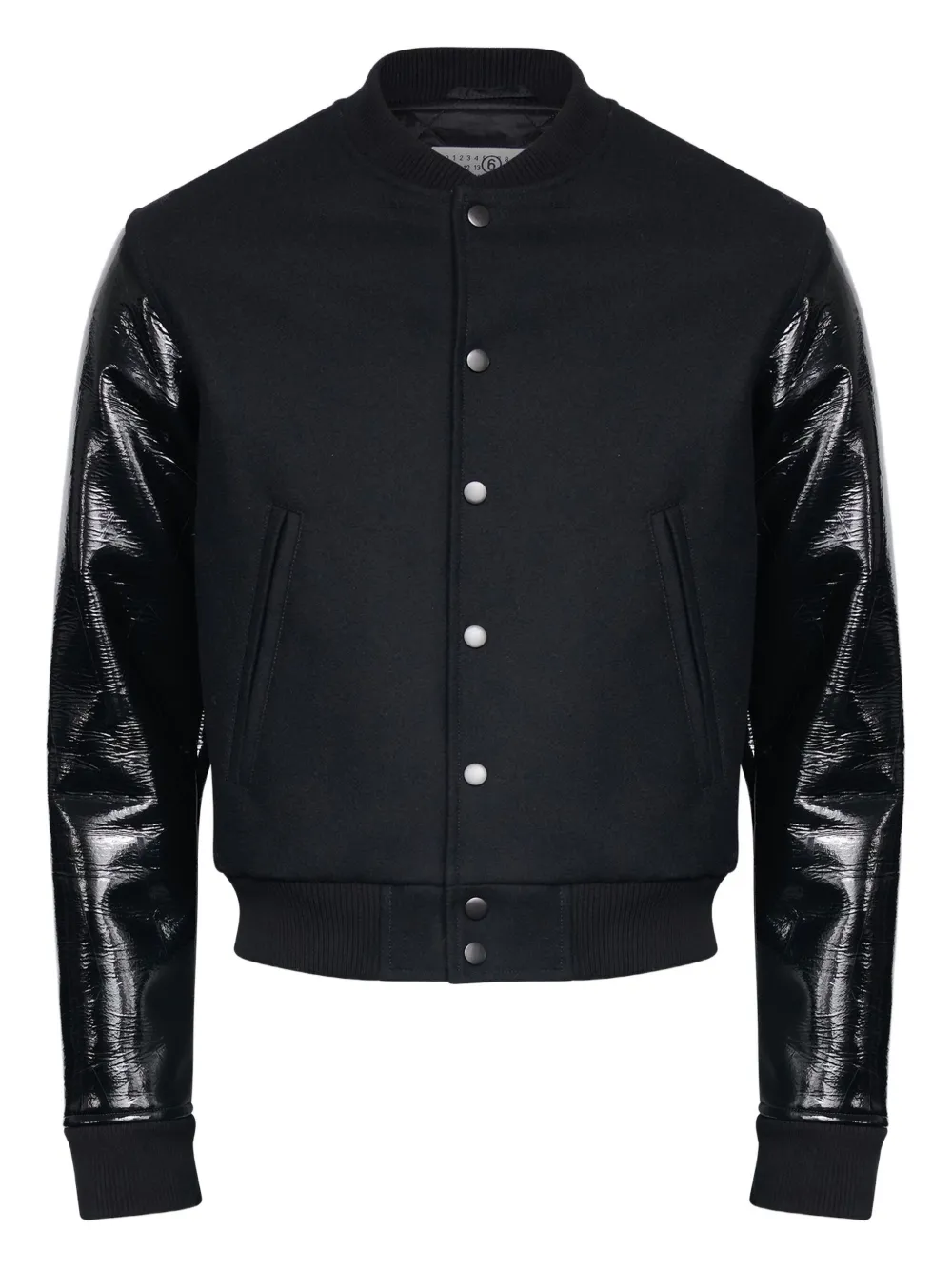 

Шерстяная куртка с кожаными рукавами MM6 Maison Margiela, черный