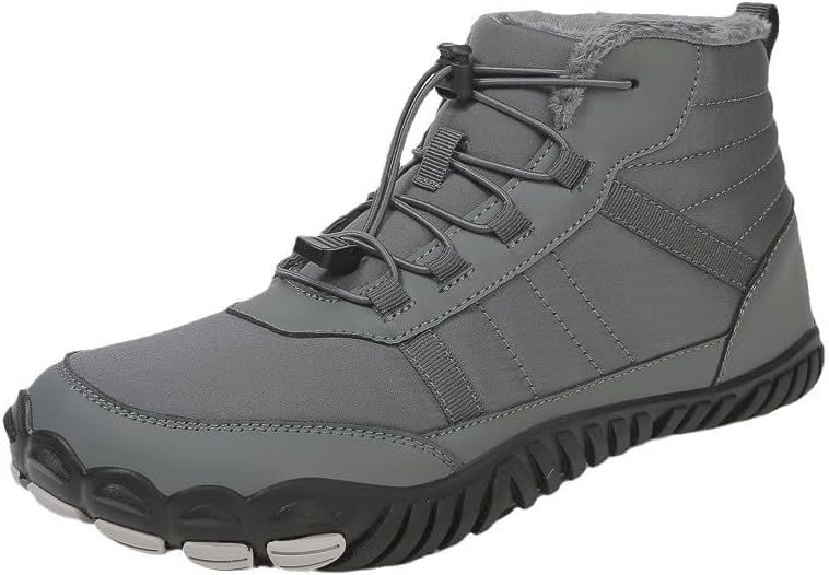 

Мужские зимние ботинки с утепленным мехом, теплые, зимние, для ходьбы, минималистичные, водонепроницаемые, наружные ботинки с противоскользящей подошвой, зимние кроссовки Soft Time Toy, серый