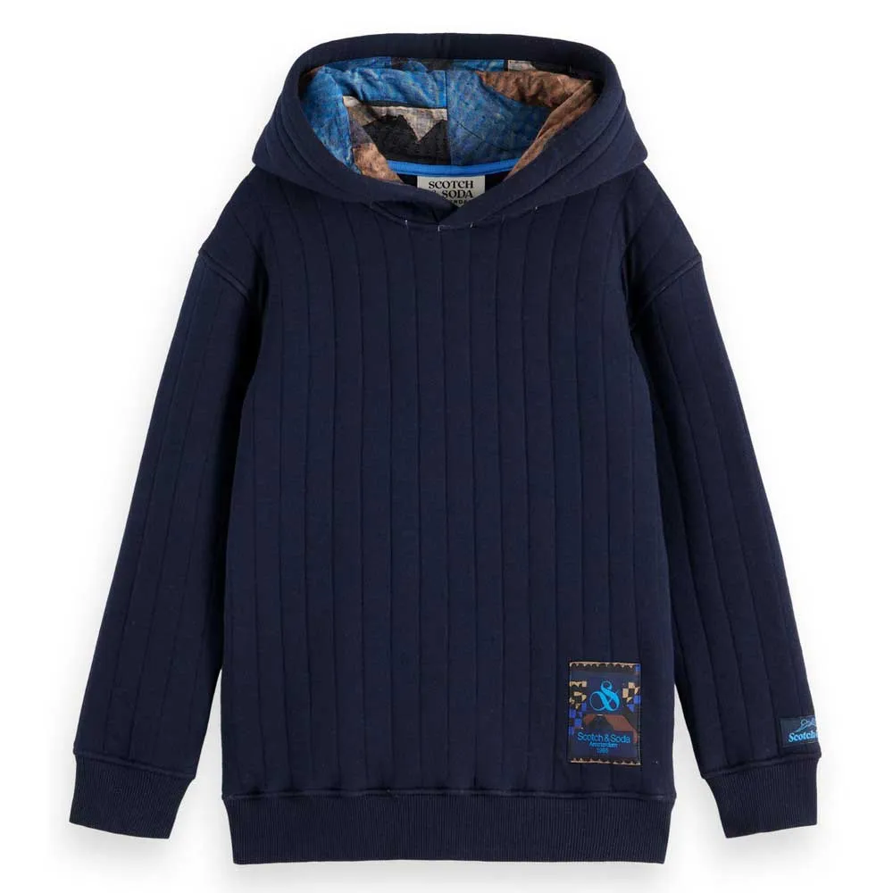

Свитер Scotch & Soda Relaxed Fit Quilted Patchwork hoodie, синий