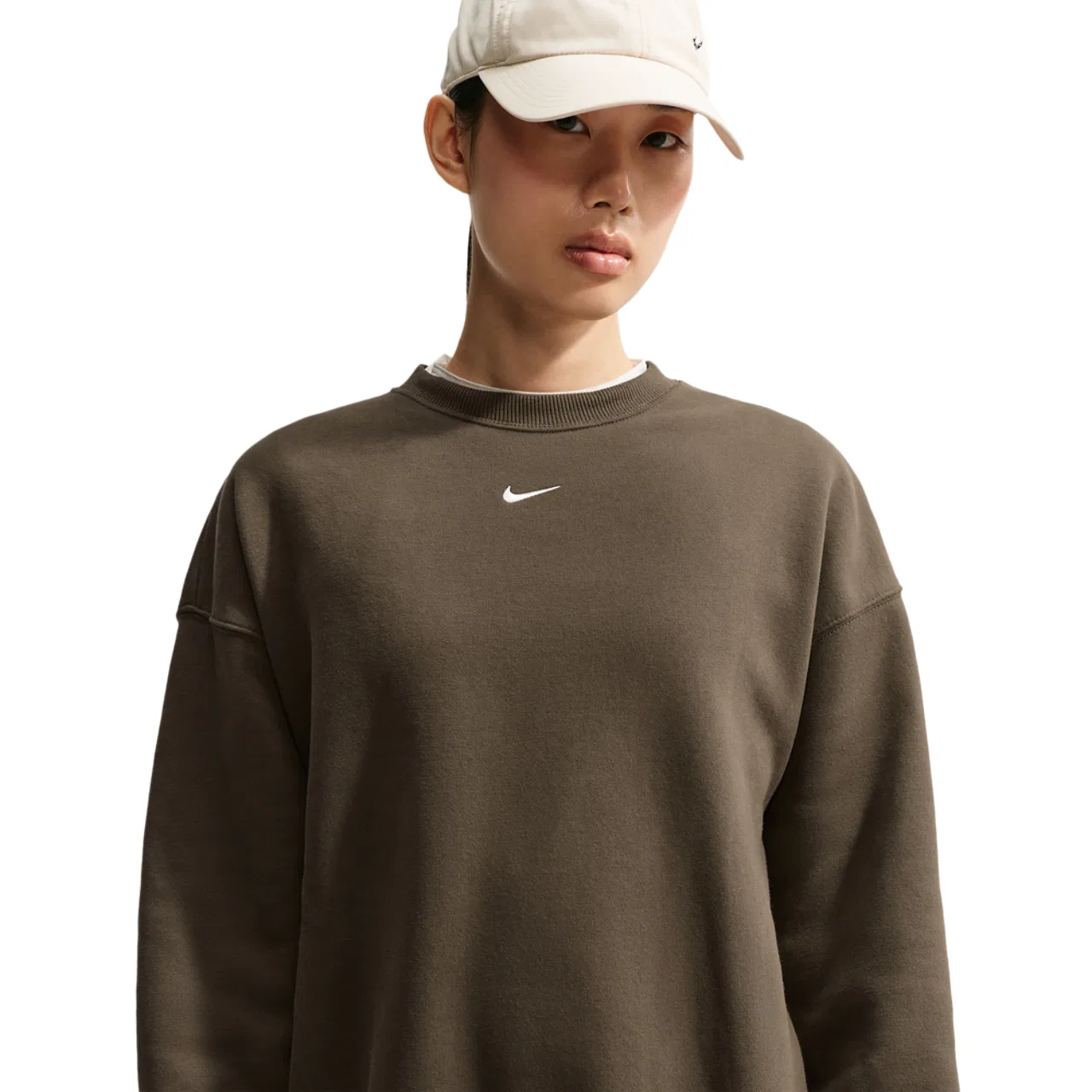 Женский свитшот оверсайз из флиса Studio Fleece Nike, Sail/Dark Hazel