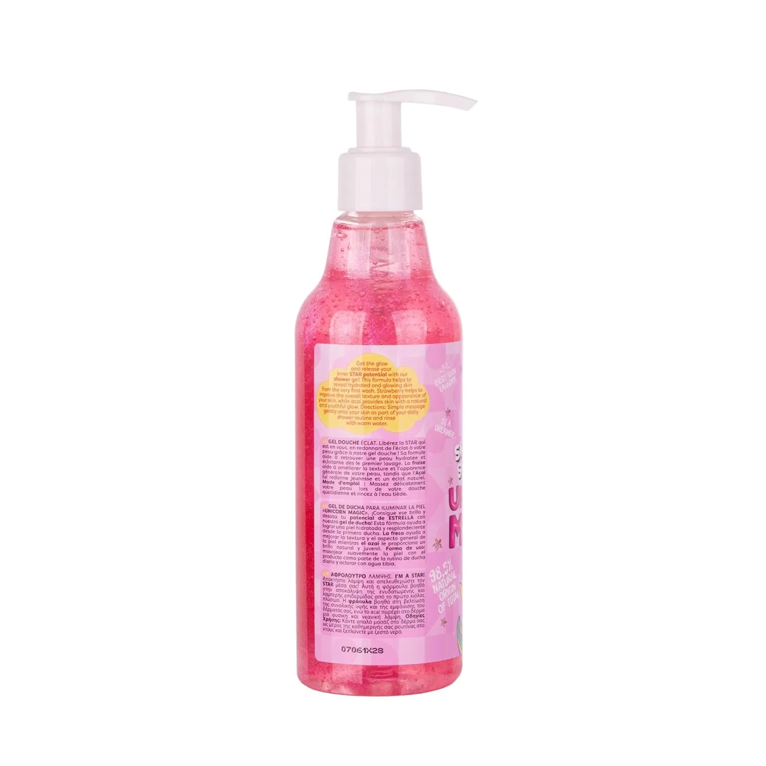 Гель для душа Skin Super Good Skin Glow Shower Gel, Organic Shop, 500 мл, Unicorn Magic Strawberry / Acai & Unicorn Dust — фото 2
