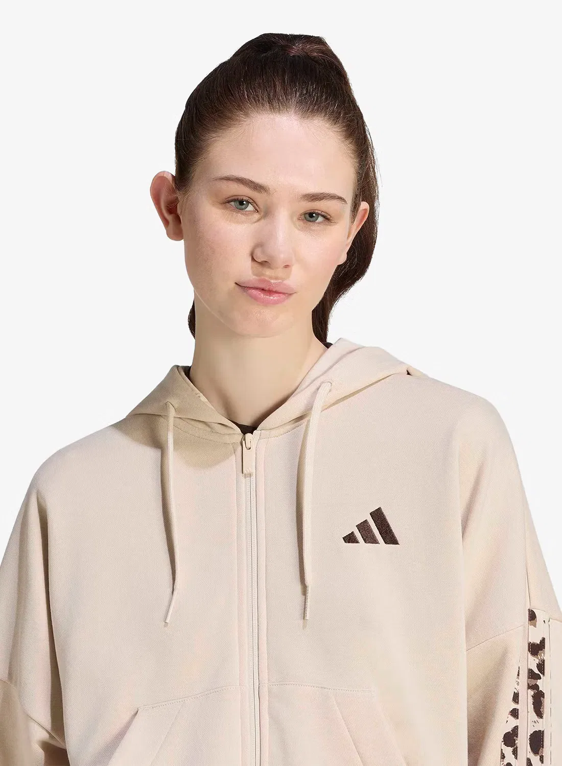 Худи с принтом леопарда на молнии Adidas, мультиколор — фото 3