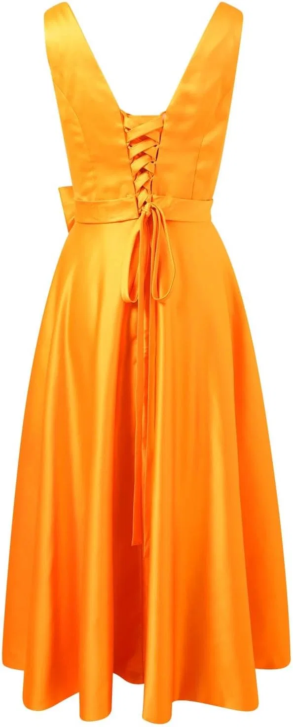 Женское коктейльное платье A-силуэта с бантом Satin, Orange — фото 4