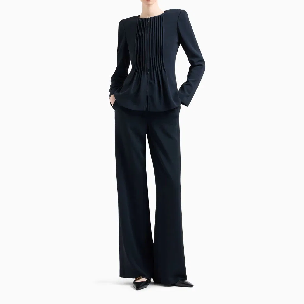 Женский жакет плиссированный с эффектом жидкости EMPORIO ARMANI, Marine Blue — фото 3