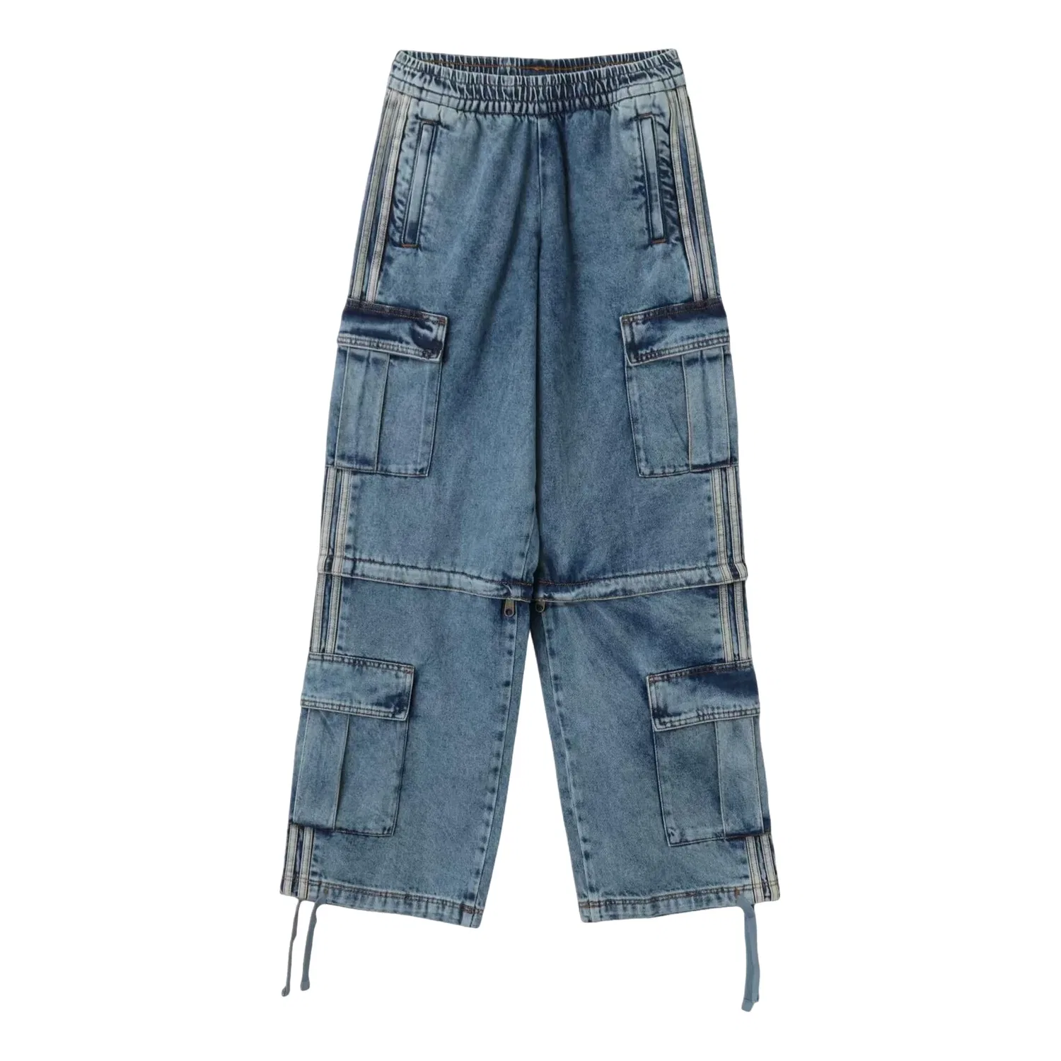 Женские брюки Mid-Rise 2-in-1 Denim Pants Asia Sizing 'Worn Blue Denim' adidas, Worn Blue Denim