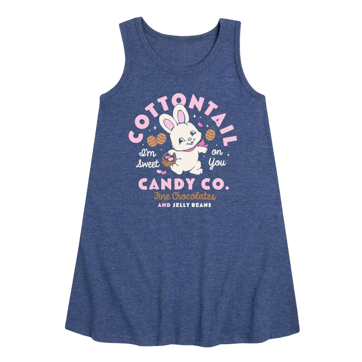 Детское платье-трапеция без рукавов Cottontail Candy Co. Instant Message, Heather Navy