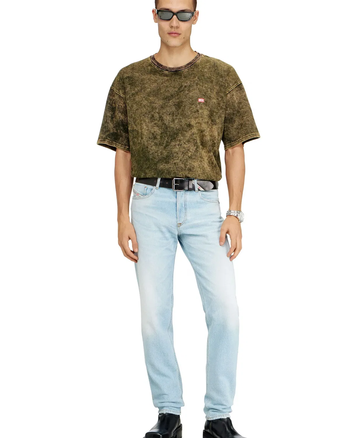 Мужские джинсы regular из хлопка Vaquero regular de hombre cintura media 2023 d-finitive Diesel, Azul Claro — фото 4