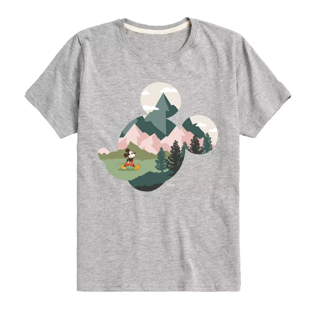 Детская футболка с коротким рукавом с принтом Mickey Head Nature Fill Disney, Athletic Heather