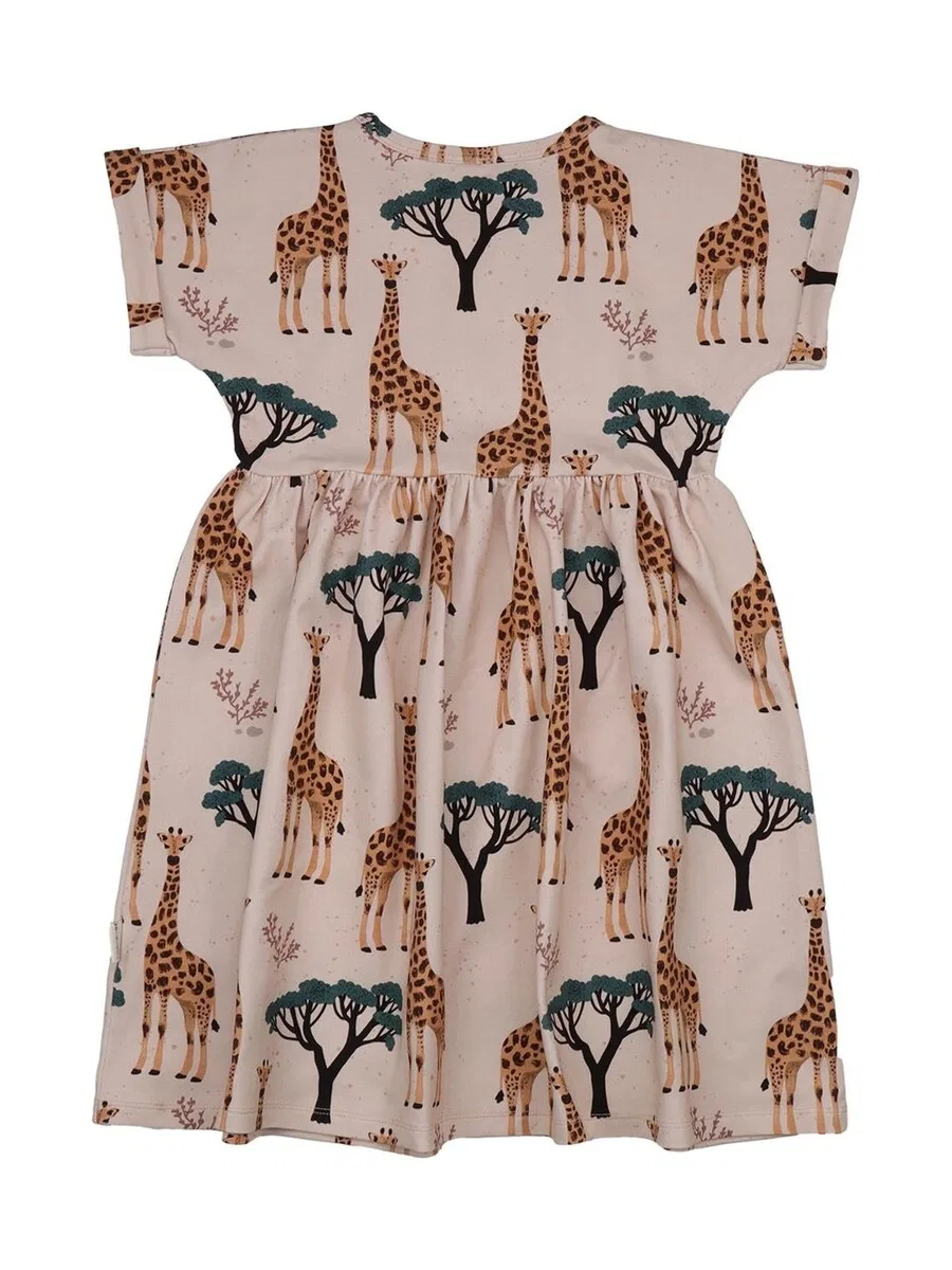 Платье Walkiddy 'Walkiddy - Giraffes Dress' бежевого цвета — фото 2