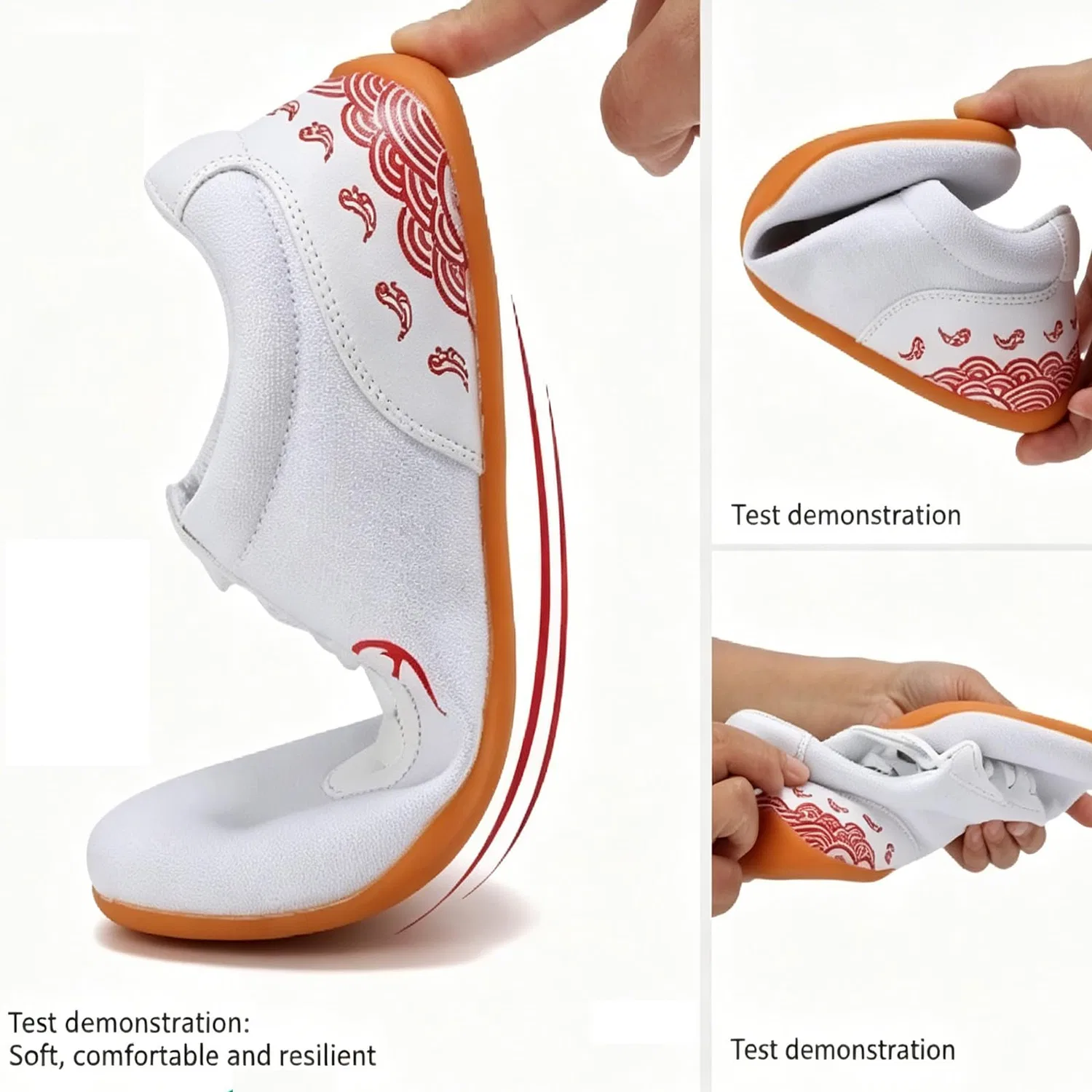 Детские кроссовки для единоборств с принтом Suola in Unisex Palestra Arti Marziali Sneaker, Tomaia Bianca Con Motivo Rosso — фото 3