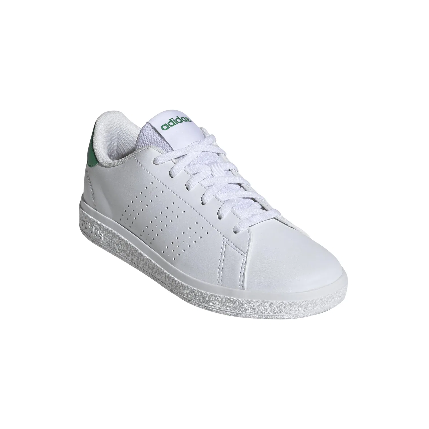 Детские кроссовки для мальчиков с полосками Advantage Base 2.0 Junior Adidas, Cloud White Cloud White Green — фото 2