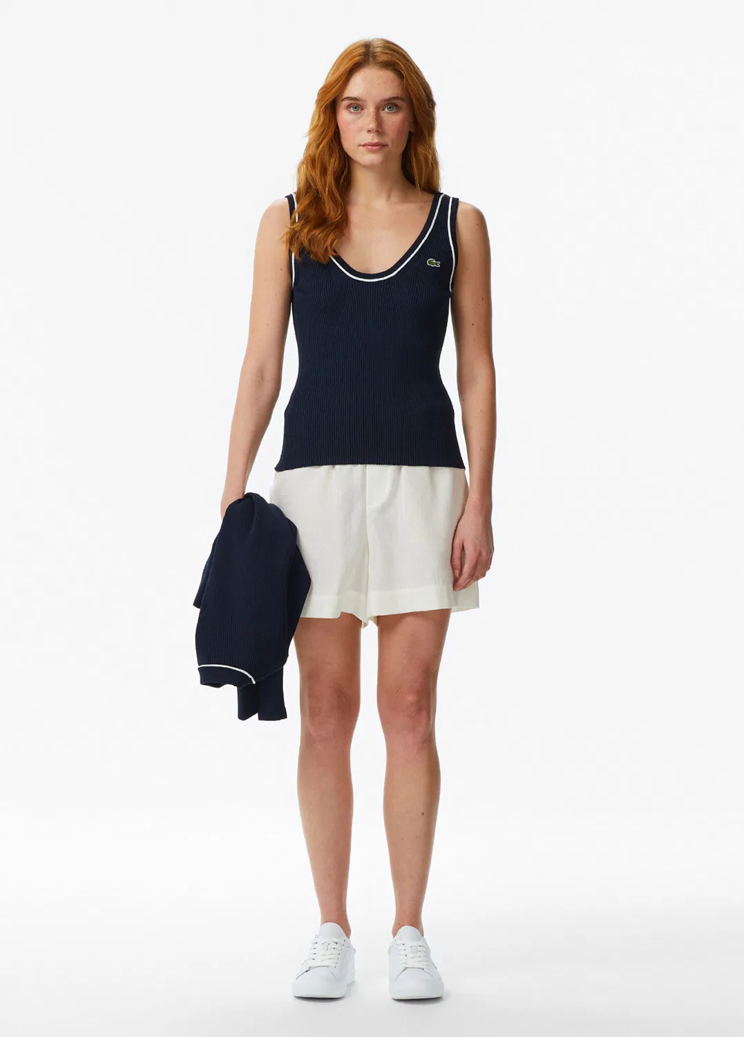 Блузка Lacoste Slim Fit на бретелях, navy — фото 3