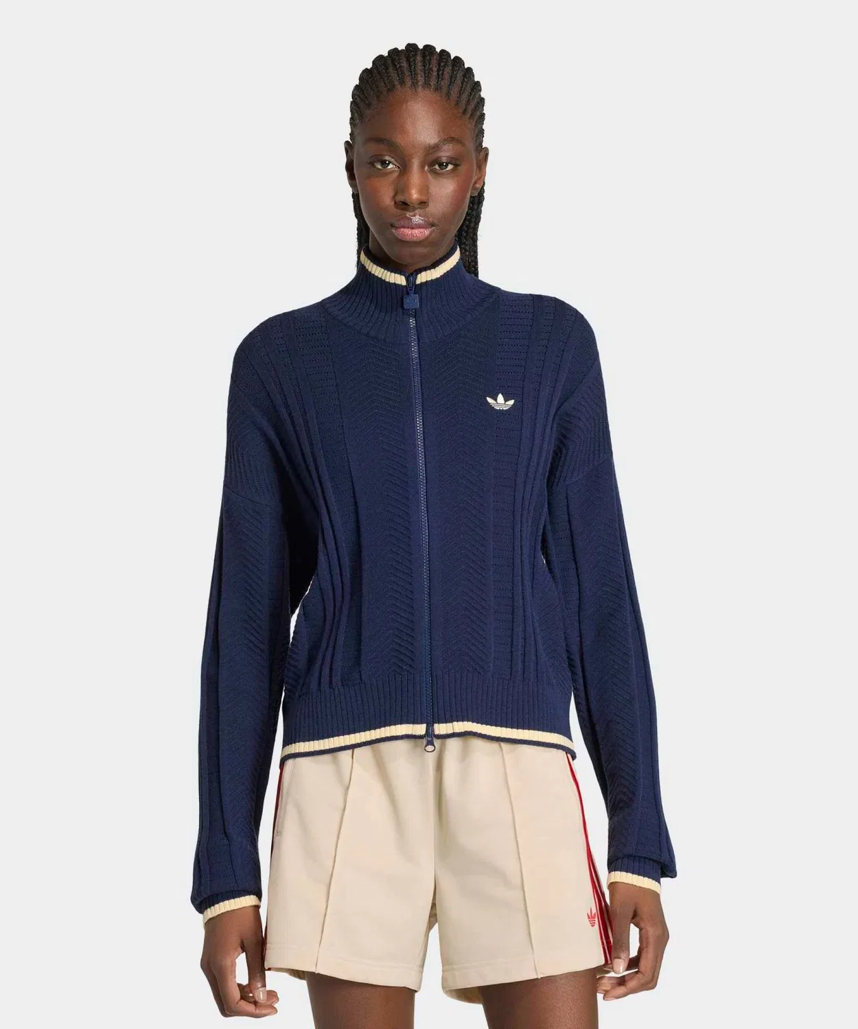 Женский джемпер с воротником, свободного кроя, Firebird Cable Knit Track Top Adidas, Blue