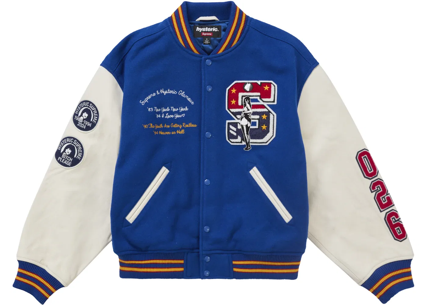 Мужская куртка-бомбер с принтом Supreme Hysteric Glamour Varsity Jacket, Blue