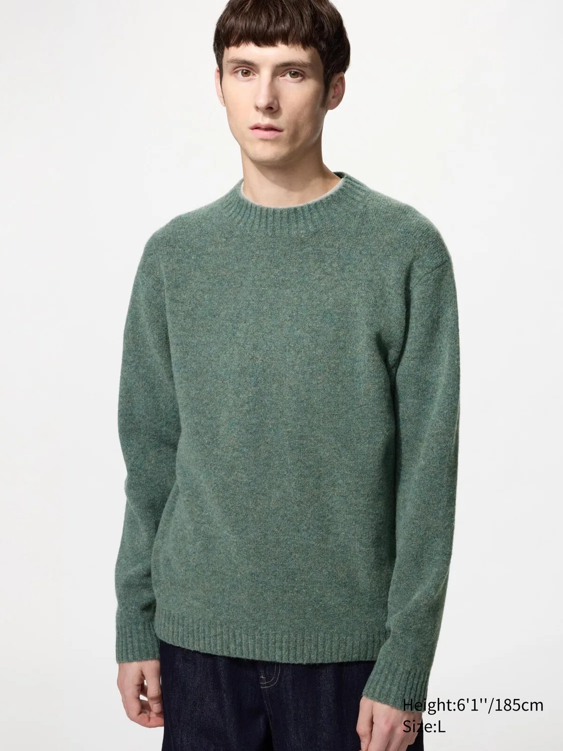 Свитер Uniqlo Souffle Yarn Crew Neck, зеленый