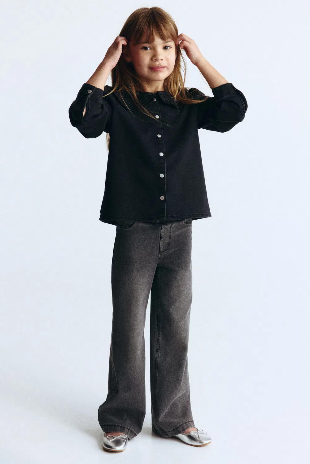 Широкие брюки в джинсовом стиле H&M, Denimgrau