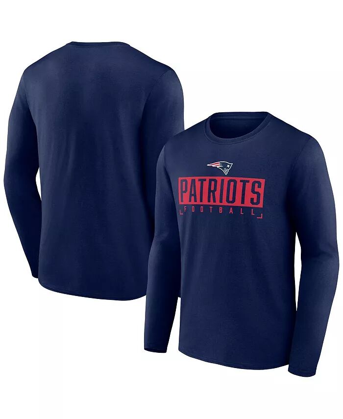 

Футболка мужская Navy New England Patriots Stack The Box с длинным рукавом Fanatics