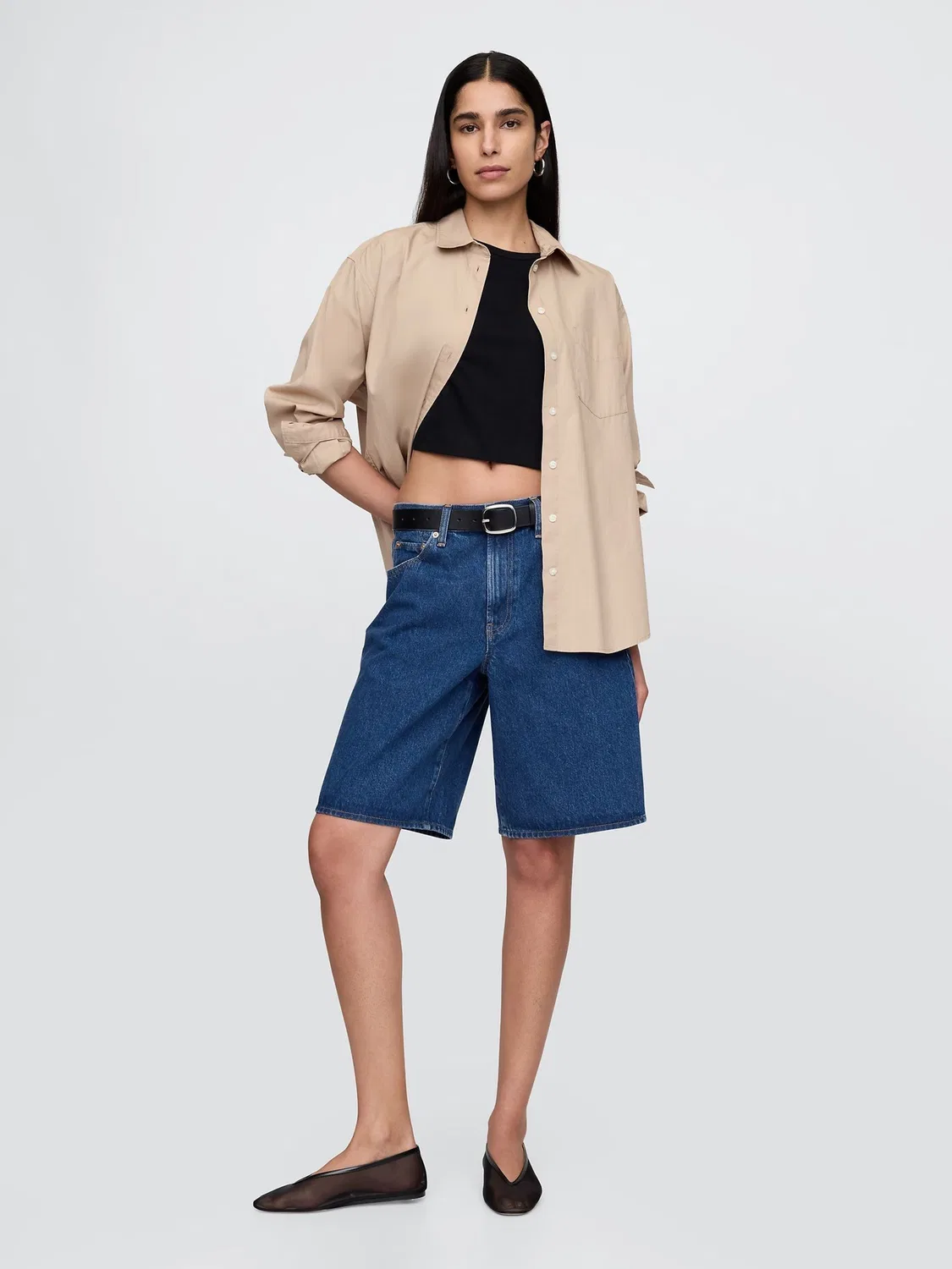 Шорты джинсовые, удлиненные, Mid Rise Gap, Dark Wash — фото 4