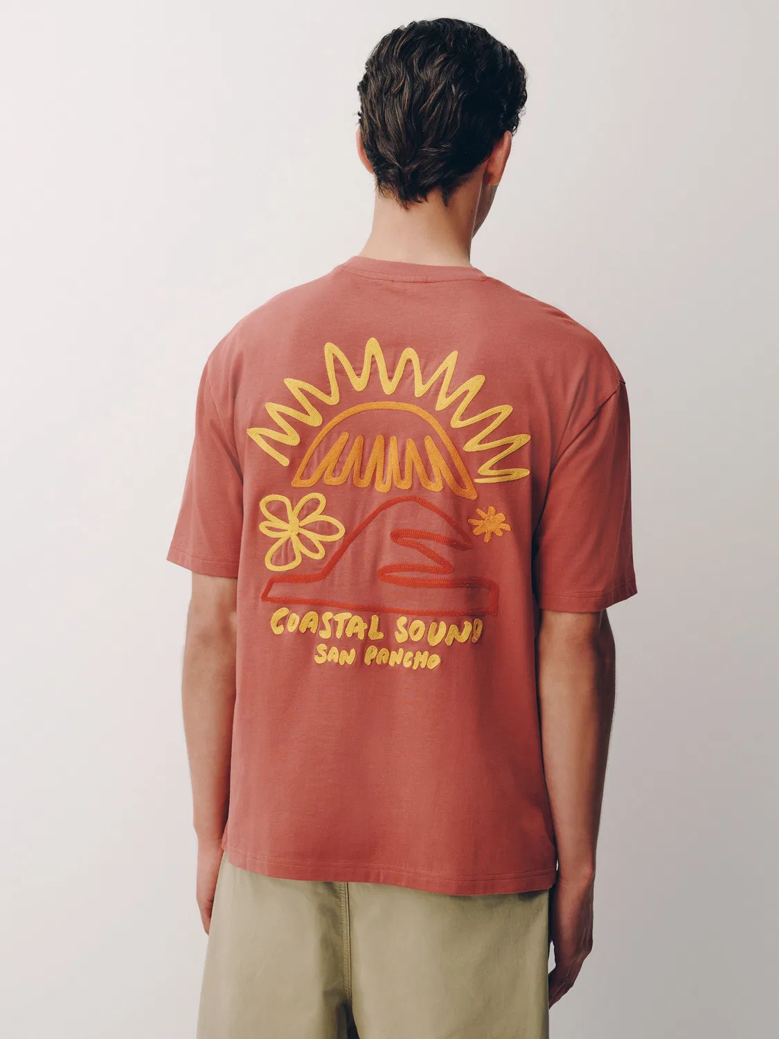 Футболка с вышивкой на спине, Red Embroidered Back Print Next, красный
