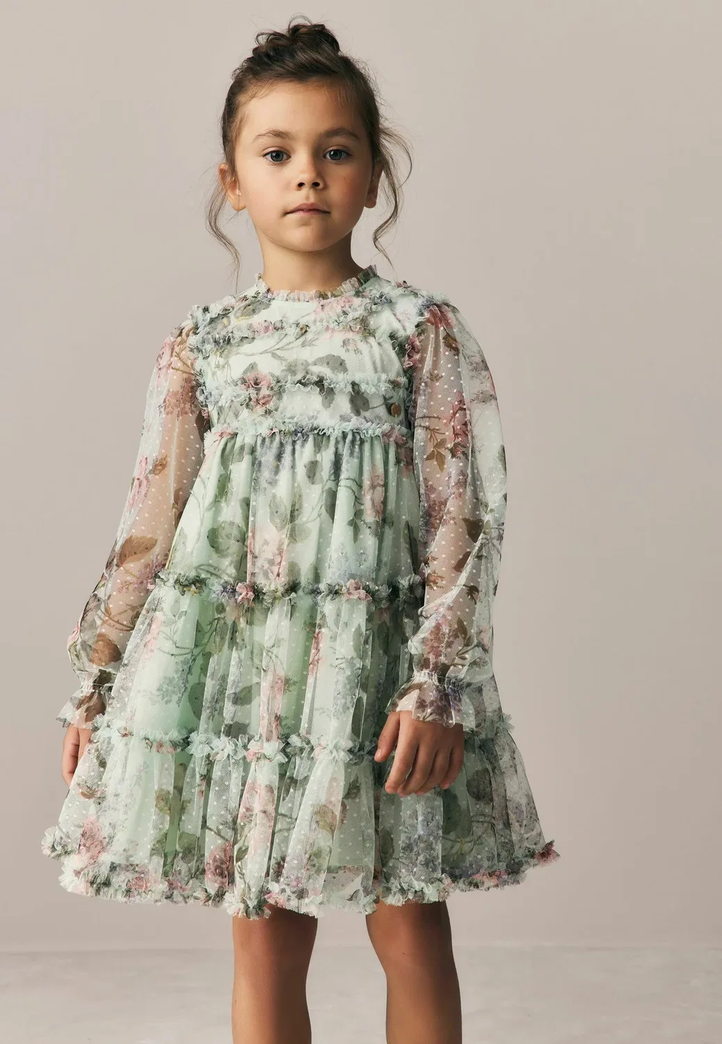 Платье из сетчатой ткани с цветочным принтом - повседневное платье Laura Ashley, Mint Green