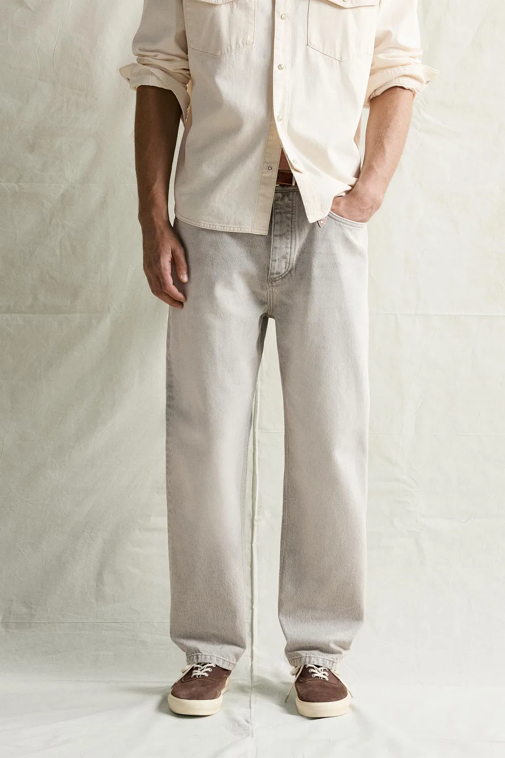 Прямые джинсы, облегающие щиколотку ZARA, Light grey — фото 2