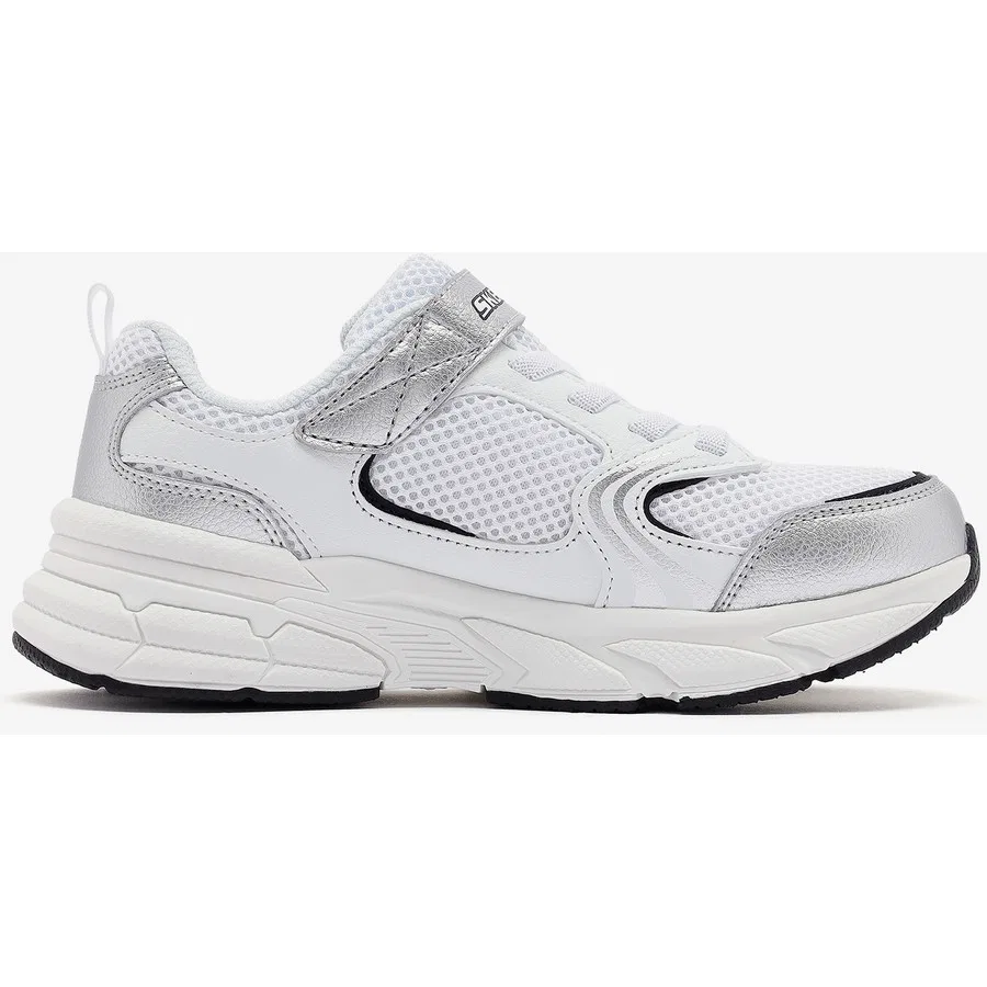 Детские спортивные кроссовки с принтом Retro-Graph Skechers, Бело-серебристый — фото 2